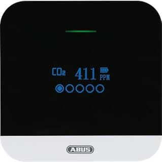 ABUS CO2-Melder - CO2WM110 AirSecure - Messgerät für Luftqualität, Luftfeuchtigkeit und Temperatur im Raum - mit Alarm und CO2-Ampel - 10-Jahres-Sensor