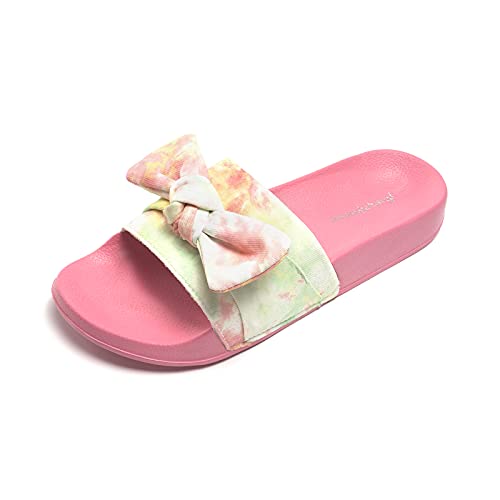Image of FUNKYMONKEY Women's Bowknot Slides Sandals Comfort Casual Beach Slippers | Soft Denim Fabric Upper & Comfortable EVA Sole, Lightweight Slip-On Slides for Summer, Beach, Pool, and Daily Casual Wear