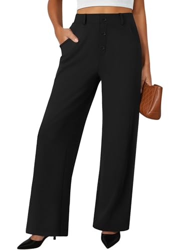 FireSwan Wide Leg Pants Woman Palazzo Casual Slacks High Waisted Trousers Loose Business Work Dress Office Pockets