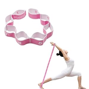 Yoga Stretching Strap with 8 Loops Elastic Resistance Bands Women Pilates Band Yoga Straps Stretch Bands for Exercise Kids Adult Assist Exercise Band for Leg Training Latin Dance Gymnastics Fitness