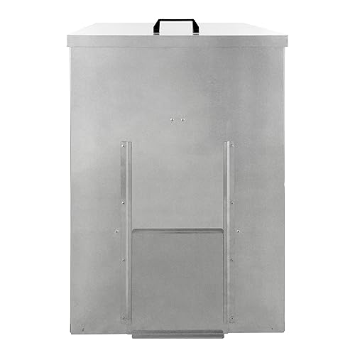 Carbonera 150kg 300L de Acero Galvanizado Inoxidable a Prueba de Roedores Almacenamiento Combustible Depósito de Carbón Leñero Almacén con Puerta Corredera Tapa Abisagrada y Pala de Carbón GRATIS