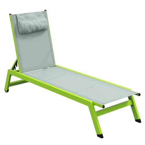 Outsunny - Tumbona de aluminio y textileno con ruedas y...