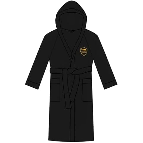 hermet Roma - Official AS ROMA Luxury Hooded Bathrobe Man Woman Microsponge in Box, Nero Rome, M Cover