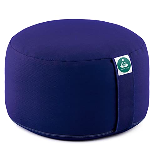 Present Mind Yogakissen Rund Extra Hoch (Sitzhöhe 20 cm) – Farbe: Komblume – Yogakissen Meditationskissen Hoch – Hergestellt in der EU – Waschbarer Bezug – 100% Natürliches Yoga Sitzkissen