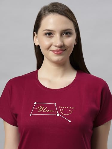 Image of DZZO Women's Cotton Printed Night Suit Set of T-Shirt & Pyjama, Night wear Dress, Relaxed wear for Women /Girls