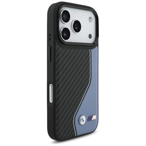 Coque BMW M pour iPhone 17 Pro en Carbone Bleu Compatible MagSafe