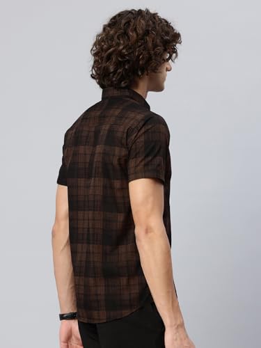 Image of Majestic Man Slim Fit Short Sleeve Checked Pure Cotton Casual Shirt
