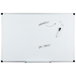 Amazon Basics Magnetic Dry Erase White Board, 36 x 24-Inch, Aluminum Frame, Silver/White