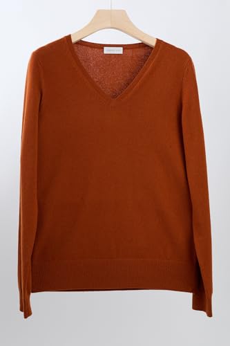 Image of JENNIE LIU Women's 100% Pure Cashmere Long Sleeve Pullover V Neck Sweater