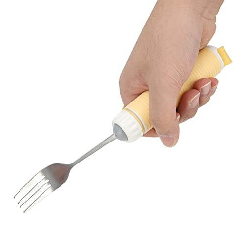 Natudeco 特別な食器 スプーン フォーク 滑り止めハンドル 障害者用フォーク 高齢者 障害者用 ステンレススチール セルフ イーティング フォーク (フォーク)