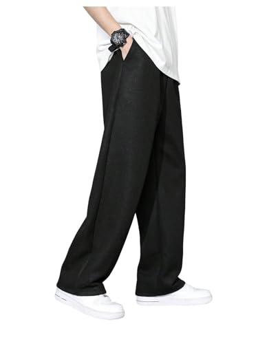 SOLY HUX Men's Casual Pants Drawstring Elastic Waist Straight Leg Baggy Pants with Pockets