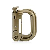 6 Pack 2.12“ Tactical Locking D Ring Plastic Carabiner Backapck Molle Hook Clip for Webbing Straps Bag (Khaki)