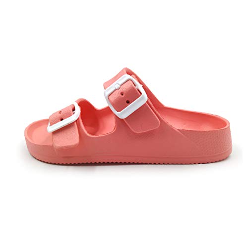 Asverd KID068PINK200-JPA Kids Sandals Arch Support Double Buckle Slides Eva Flat Sandal Boy Girl Child Youth Size(1-1.5 Big Kid/Pink) thumb #1