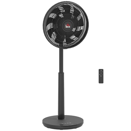 HOMCOM Pedestal Fan with Oscillating, Tilt, Adjustable Height, Timer, Black