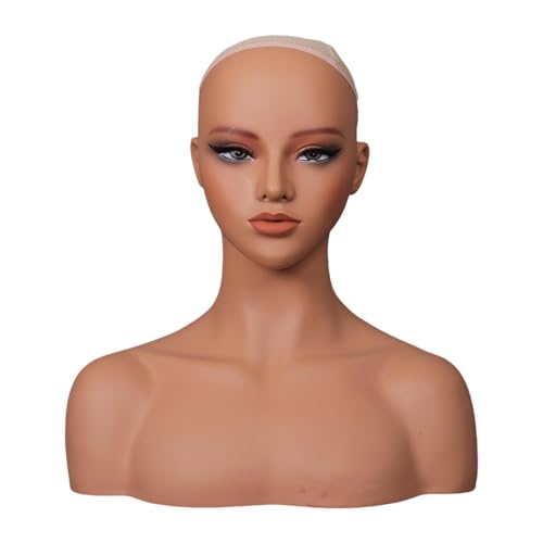 Cabeza de maniquí realista con maquillaje para soporte de pelucas multiusos