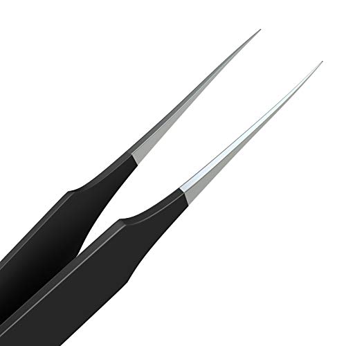 Ingrown Hair Tweezers | Pointed Tip | Black |Precision Stainless Steel | Extra Sharp And Perfectly Aligned For Ingrown Hair Treatment & Splinter Removal For Men And Women | By Tweezees #TOP1