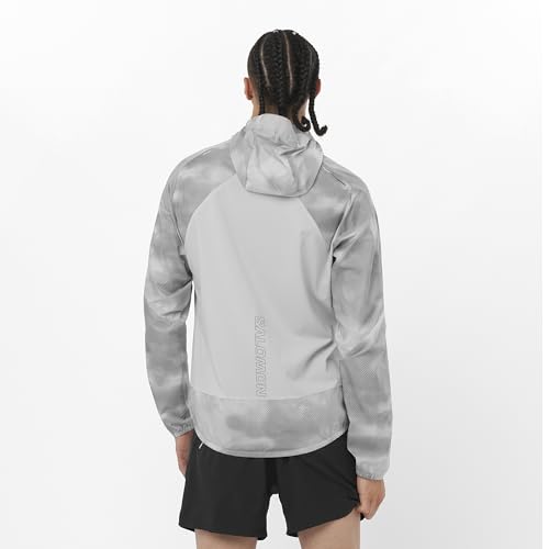 Image of Salomon Men's Bonatti Cross Wind, Reflective Windproof Hooded Zip-Up Jacket