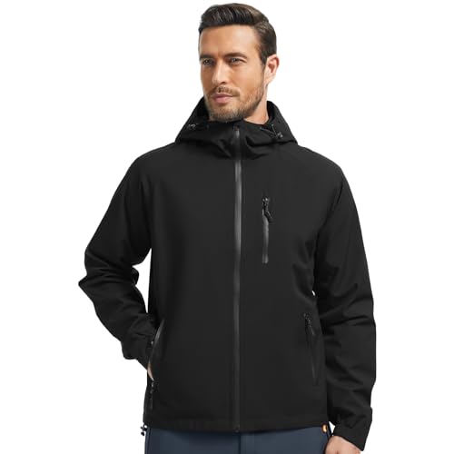 FemiChic Regenjacke Herren Wasserdicht Atmungsaktiv Outdoor Fahrrad Dünne Ultraleichte Wanderjacke für Rain Camping Sommer Leichte Jacke(Schwarz,XL)