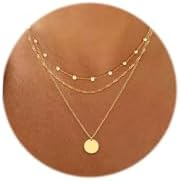 Aisansty Dainty Layered Choker Necklaces Handmade Coin Tube Star ...