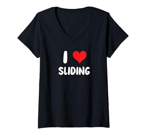 Damen Ich Liebe Rutschen, Spielplatzgeräte, Park, Fun Slides, Baseball T-Shirt mit V-Ausschnitt