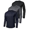 LalaHook – Paquete de 3 camisetas de manga larga para hombre, diseño de secado rápido que absorbe la humedad, con protección solar ultravioleta, para pesca, entrenamiento, deportes