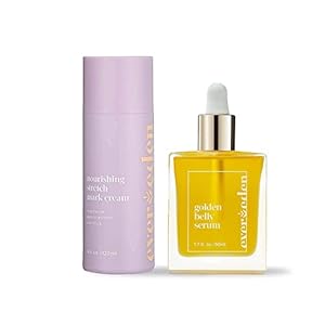 Evereden Nourishing Stretch Mark Cream, 4 fl oz & Golden Belly Serum, 1.7 fl oz | 2 Item Bundle Set | Natural and Clean…