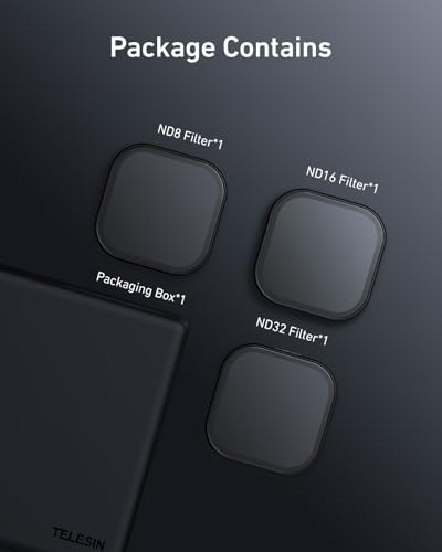 Image of TELESIN 3 Pack Neutral Density Filter ND8 ND16 ND32 Compatible with GoPro Hero 12 Hero 11 Hero 10 Hero 9 Black- Lens Filter Kit Lens Protector for Go Pro 12 11 10 9 Camera Accessories