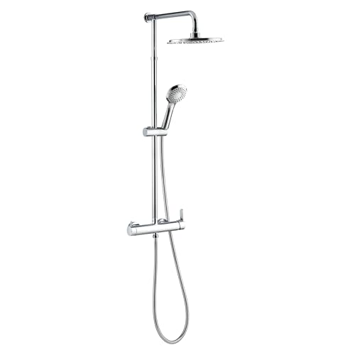 Wirquin 60721383 Colonne de douche avec mitigeur mécanique Verona touch 3 jets chromé, inverseur céramique hauteur réglable, anti-calcaire, shiny...