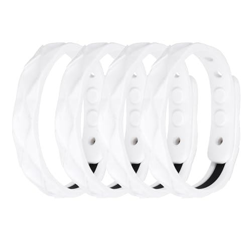 Image of MECCANIXITY Anti Static Bracelet, 0.5 inchX9 inch Adjustable Anti Static Wristband Silicone Balance Energy Sport Bracelets for Eliminate Static, White 4Pack