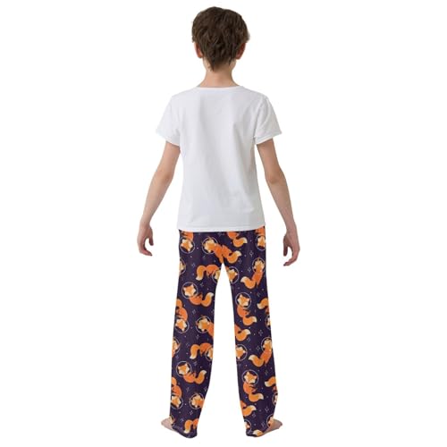 Astronaut Fox Star Boys Long Pants Soft Trousers Elastic Waist Kids Lounge Bottoms with Pockets S-XL3