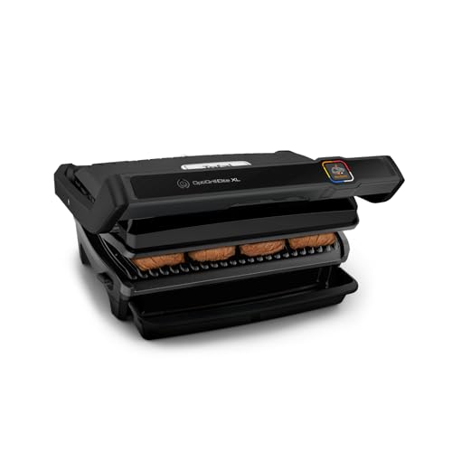 Tefal OptiGrill Elite XL Kontaktgrill, automatische Garzeitanpassung, perfekte Ergebnisse, 16 Programme, digitales Display mit Garstufenanzeige, abnehmbare XL-Platten, Elektrogrill, schwarz, GC760812
