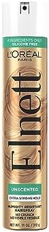 L'Oreal Paris Elnett Unscented Hairspray, up to 72-Hour Extra Strong Hold Formula with Humidity Resistant Frizz Control, Hairspray with Soft, Brushable Finish, 11 oz