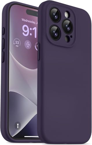 Image of DIZORO Compatible for iPhone 15 PRO Camera Protection Case 6.1, Slim Liquid Silicone 3 Layers Full Covered Soft Gel Rubber Phone Case Protective Cover 6.1 Inch - Deep Purple.