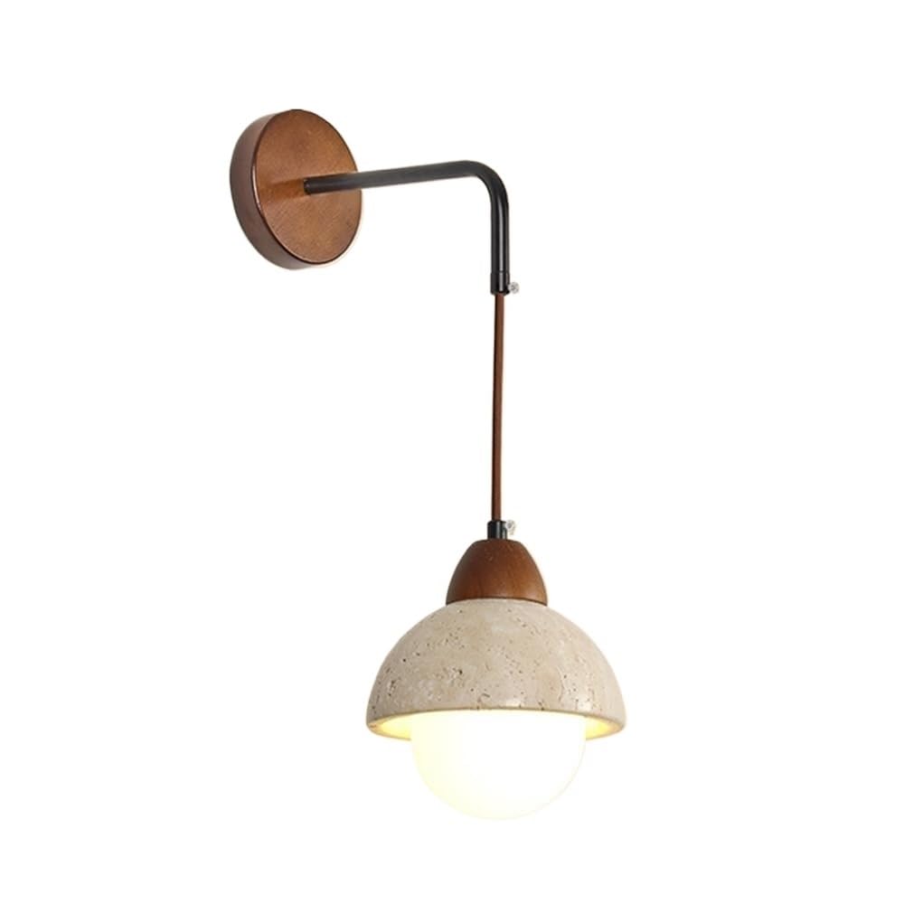 HXYSXHJUO Natural Stone Wall Sconce Living Room Wood Sconces Yellow Travertine Vintage Lighting Bathroom Vanity Light Fixture For Bedroom Hallway Lamps