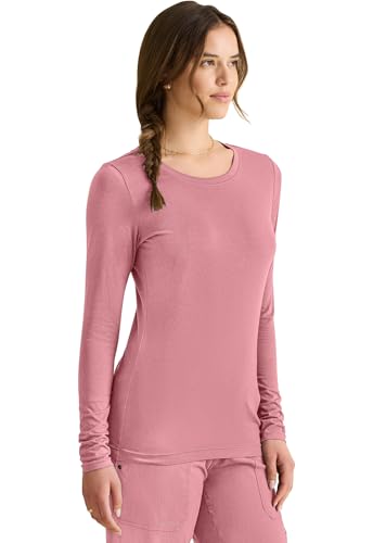 Image of Healing Hands Underscrub Long Sleeve Women Knits Scrub Tops | Soft Cotton Blend Knit, Breathable Stretch Comfort, Machine Wash, Easy Care Fabric, Ideal For Layering Under Scrubs