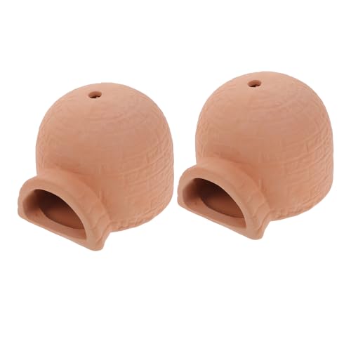 BESPORTBLE 2個シュリンプハウス 陶磁器製隠れ家アクアリウム飾り 魚用繁殖洞魚 エビの隠れ場所 水槽レイアウト装飾