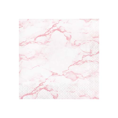 Creative Converting Marble Napkins, 6.5", Pink, White and Gold
