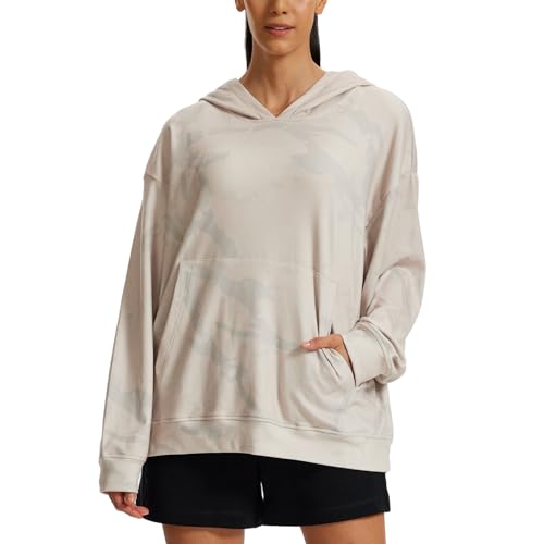 LOOGU Women's Camo Oversized Hoodies Sweatshirts Fleece Hooded Casual Pullover Fall Winter Long Sleeve with Pocket Dropped Shoulder Sleeves Small Loogu Spretta Khaki