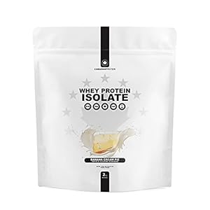 Canadian Protein 100% Whey Isolate 27g of Protein | 2 kg of Banana Cream Pie Flavored Low Carb Keto Friendly Workout Recovery Drink | Protein Powder Rich in BCAA Amino Acids