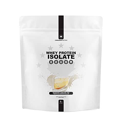 Canadian Protein 100% Whey Isolate 27g of Protein | 2 kg of Banana Cream Pie Flavored Low Carb Keto Friendly Workout Recovery Drink | Protein Powder Rich in BCAA Amino Acids