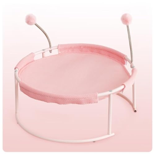 SearEase 猫ベッド ハンモック 自立型 小型犬ベッド 夏 通気性 スチールフレームキャット (ピンク)