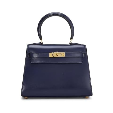 Hermès, Pre-Loved Blue Navy Box Kelly 20cm, Navy Cover