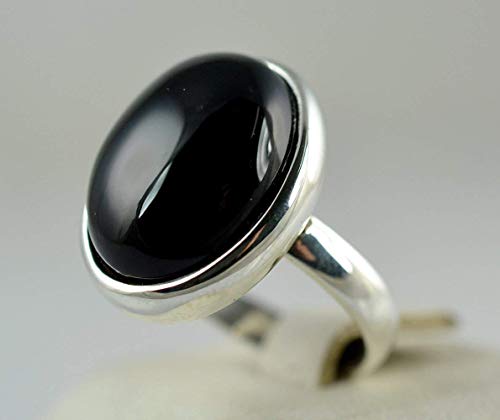 Navya Craft Black Onyx Oval 925 Sterling Silver Handmade Women Statement Boho Ring, December Birth Gemstone Jewelry, Gift For Her #TOP4