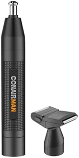 ConairMan Ear and Nose Hair Trimmer for Men, Cordless Battery-Powered Trimmer with Detail and Shaver Attachments