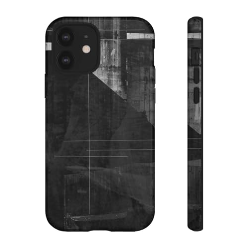 Coque iPhone 12 texture géométrique noire et blanche coque rigide brillante de protection