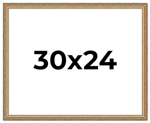 Poster Palooza 30x24 Traditional Antique Gold Complete Wood Picture Frame with UV Acrylic Plexiglass, Foam Board Backing & Hardware Included