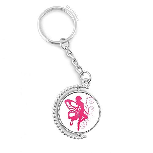 Porte-clés rotatif ange avec rose et aile de papillon, une idée cadeau poétique