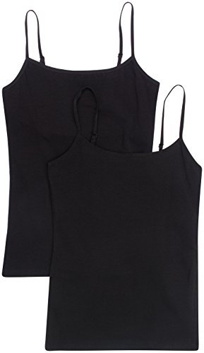 2 Pack Active Basic Women's Shelf Bra Cami Top Small Black, Black