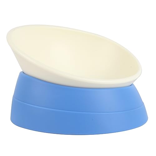 JWPC Bulldog Gamelle antidérapante pour chien et chat - En caoutchouc - Amovible - Stérile - Inclinable - Base inclinée - Bleu