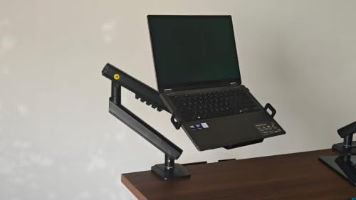 Image of Gadget Wagon 13-17 inch Laptop Desk Stand Spring Arm 360 Degree with Swivel and Tilt, Height Adjustable | Grommet & Clamp Installation 9 Kgs Load Capacity